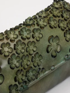 Damen Alchimia – Clutch aus Kalbleder mit Blumenapplikation