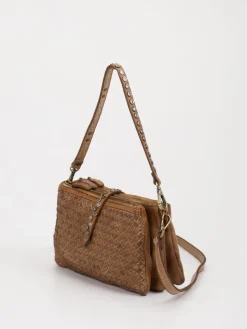 Damen Alchimia – Schultertasche aus Kalbleder cognac