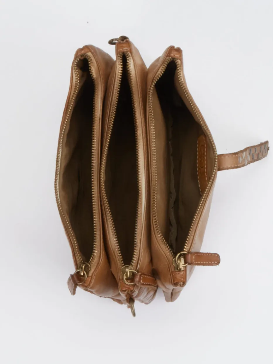 Damen Alchimia – Schultertasche aus Kalbleder cognac