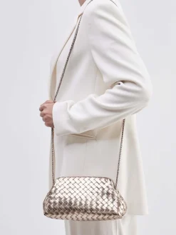 Damen Allan K - Antwerp Allan K – Schultertasche aus Flechtleder champagnergold