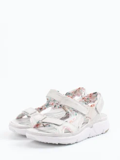 Damen Allrounder – Trekkingsandale aus geprägtem Leder hell