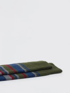 Herren Alto Milano – Freizeitsocken aus Wolle oliv gestreift