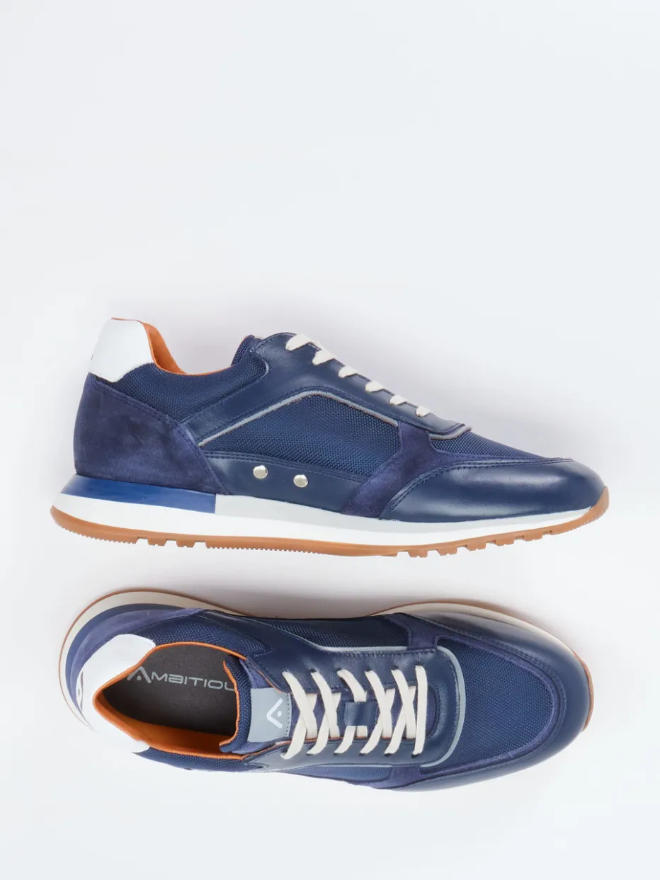 – Retro-Sneaker aus Leder-Mesh-Mix marine*Ambitious Hot