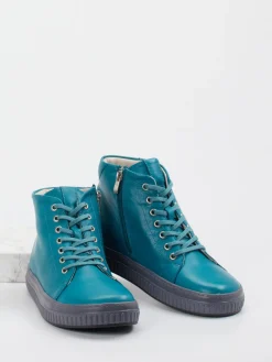 Damen Andrea Conti – High-Top Sneaker aus Kalbleder petrol