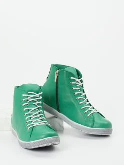 Damen Andrea Conti – High-Top Sneaker aus Kalbleder smaragd