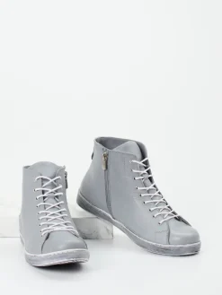 – High-Top Sneaker aus Kalbleder hellgrau*Andrea Conti Outlet