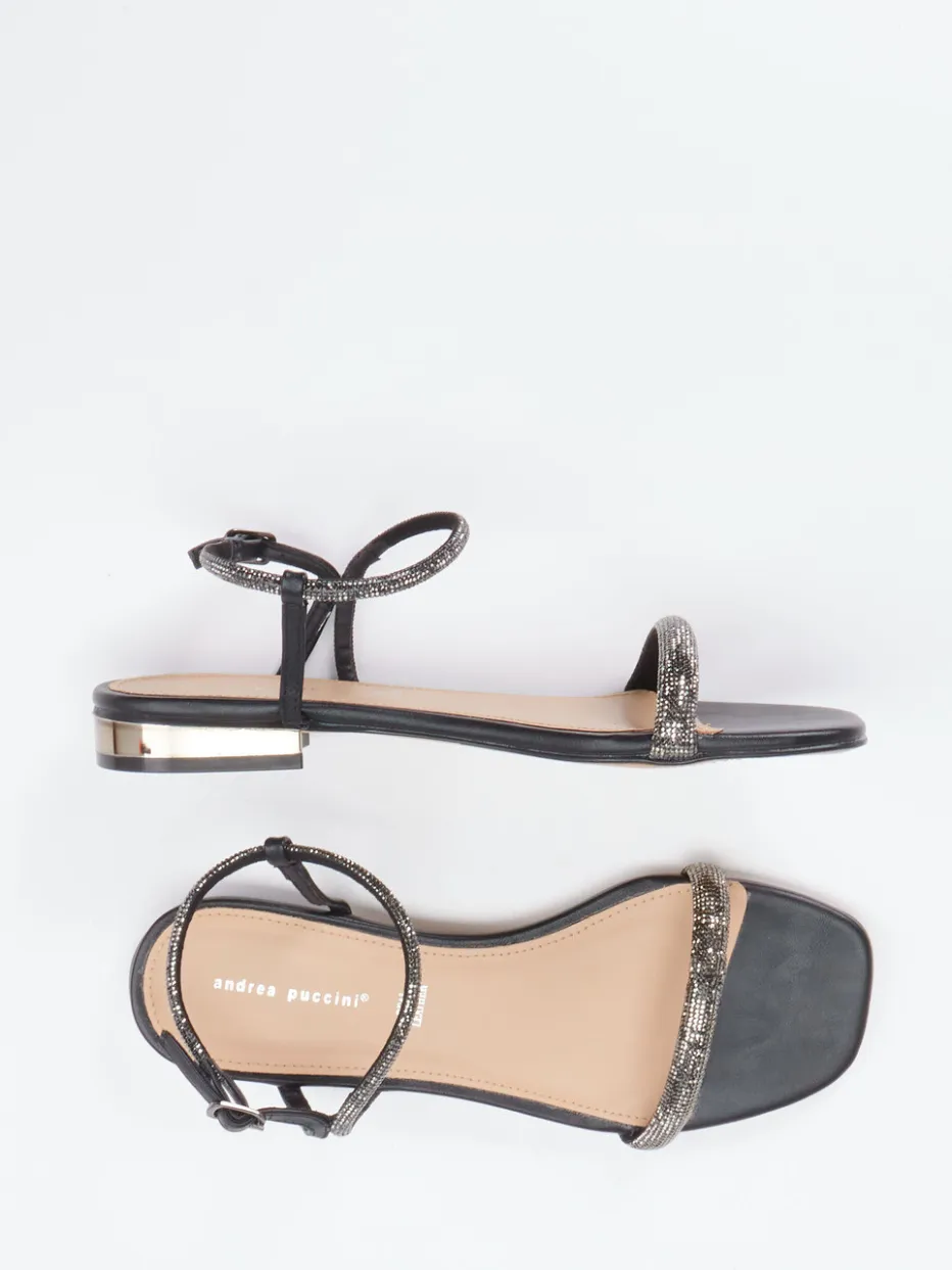 Damen Andrea Puccini – Abendsandale aus Metallicleder