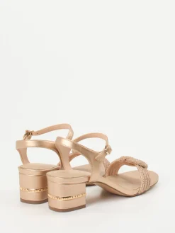 Damen Andrea Puccini – Abendsandalen aus Metallicleder Roségold