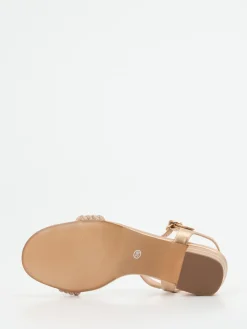 Damen Andrea Puccini – Abendsandalen aus Metallicleder Roségold