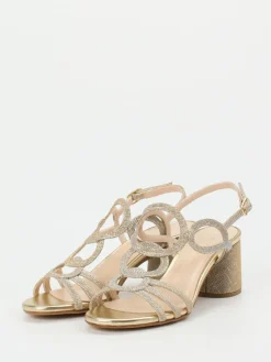 Damen Andrea Puccini – Abendsandale aus Metallic-