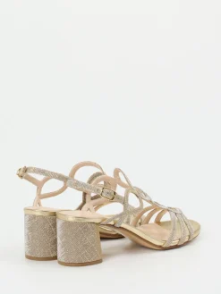 Damen Andrea Puccini – Abendsandale aus Metallic-