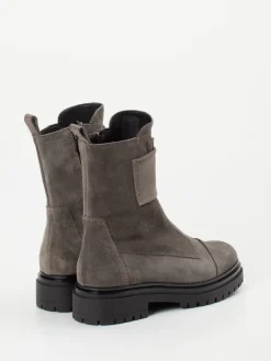 Damen Andrea Puccini – Biker Boots aus Veloursleder in Taupe