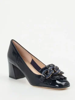 – Blockabsatz-Pumps aus Lackleder Dunkel*Andrea Puccini