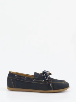 Damen Andrea Puccini – Bootsschuhe aus Veloursleder dunkel