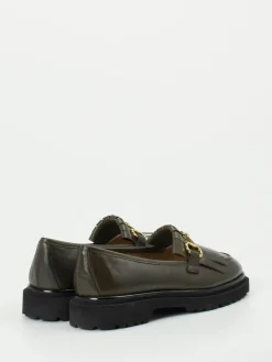 Damen Andrea Puccini – Fransen-Loafer aus Kalbleder oliv