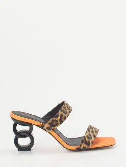 – High Heel Mules aus Leder im Leoprint*Andrea Puccini