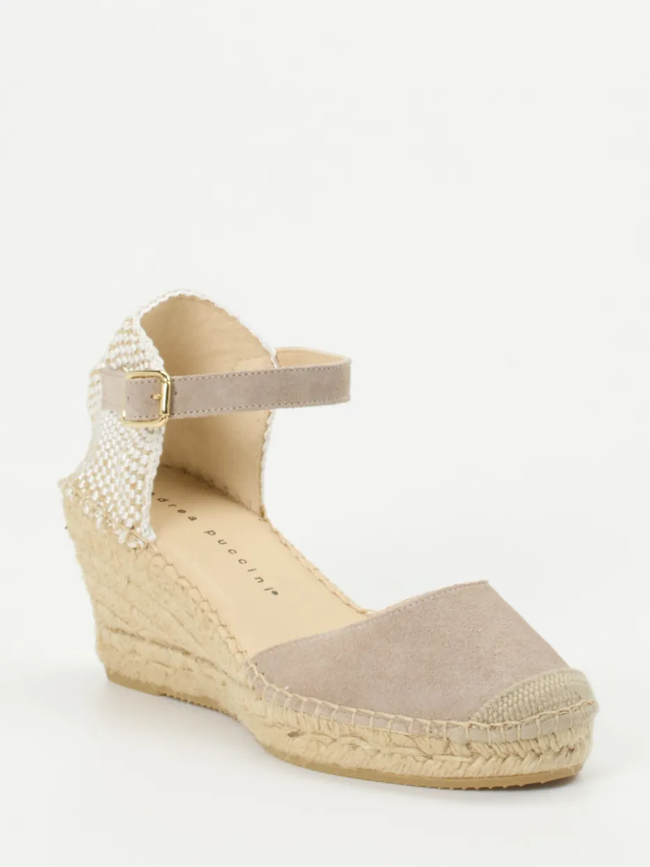 – Keilsandalette aus Veloursleder taupe*Andrea Puccini