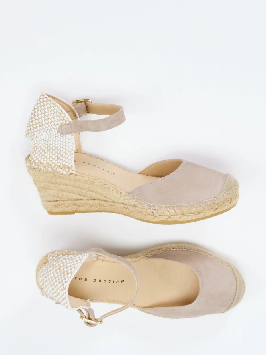 – Keilsandalette aus Veloursleder taupe*Andrea Puccini