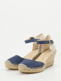 Damen Andrea Puccini – Keilsandaletten aus Veloursleder Marine