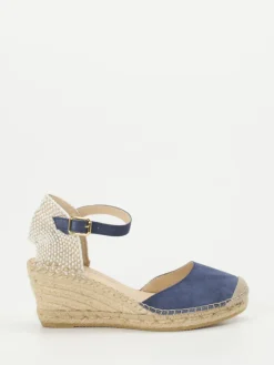 Damen Andrea Puccini – Keilsandaletten aus Veloursleder Marine