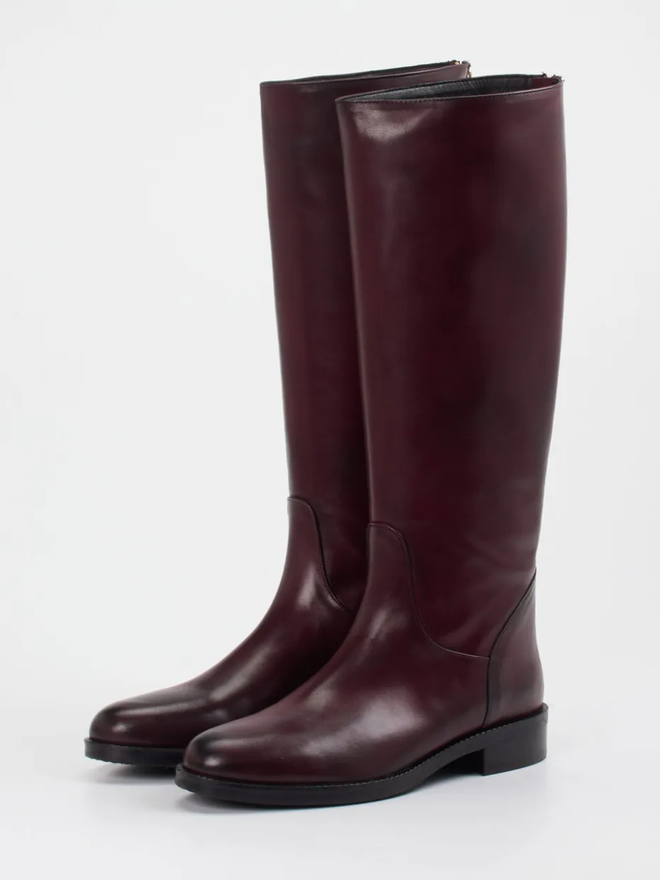 Damen Andrea Puccini – Kniehohe Stiefel aus Kalbleder Bordeaux