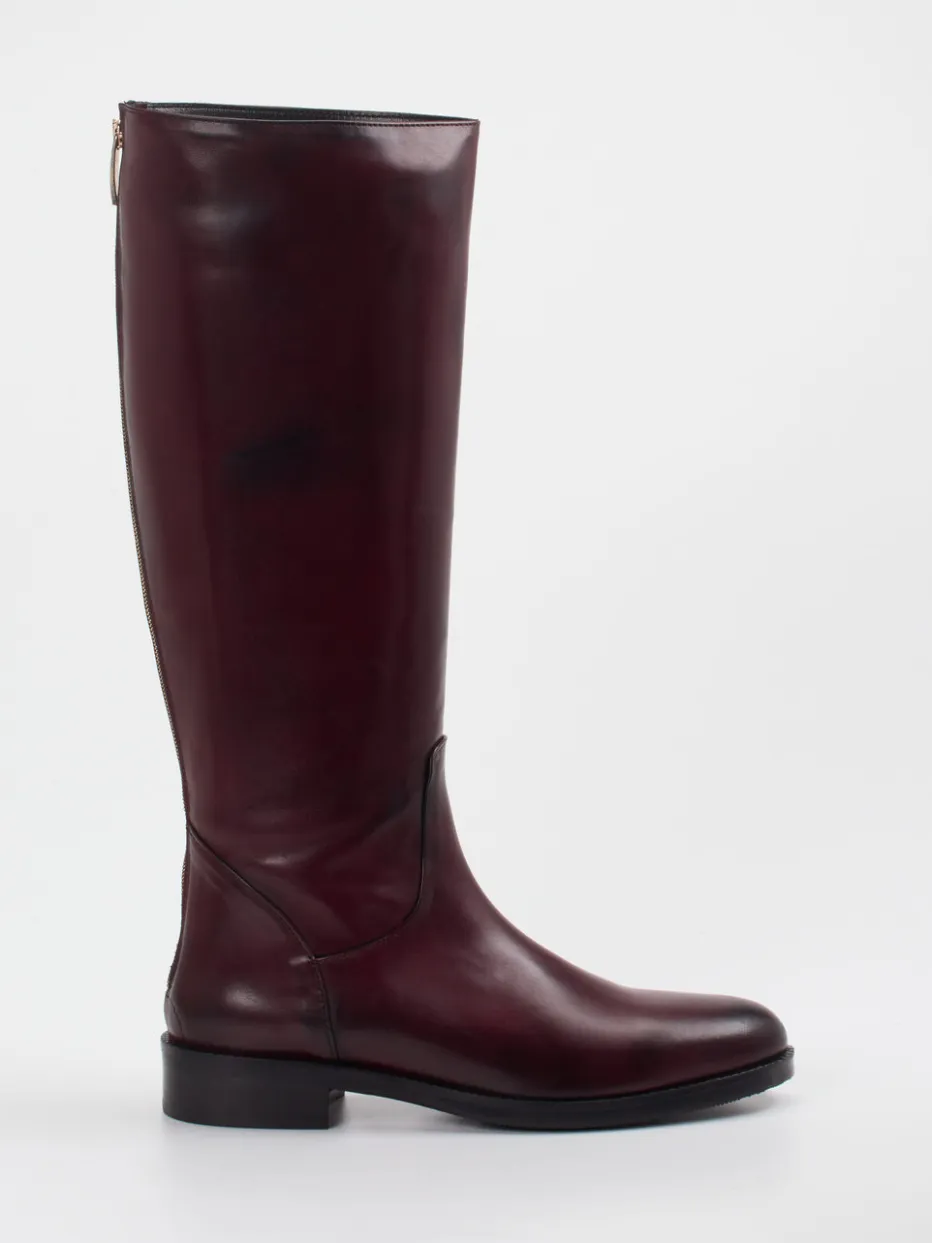Damen Andrea Puccini – Kniehohe Stiefel aus Kalbleder Bordeaux