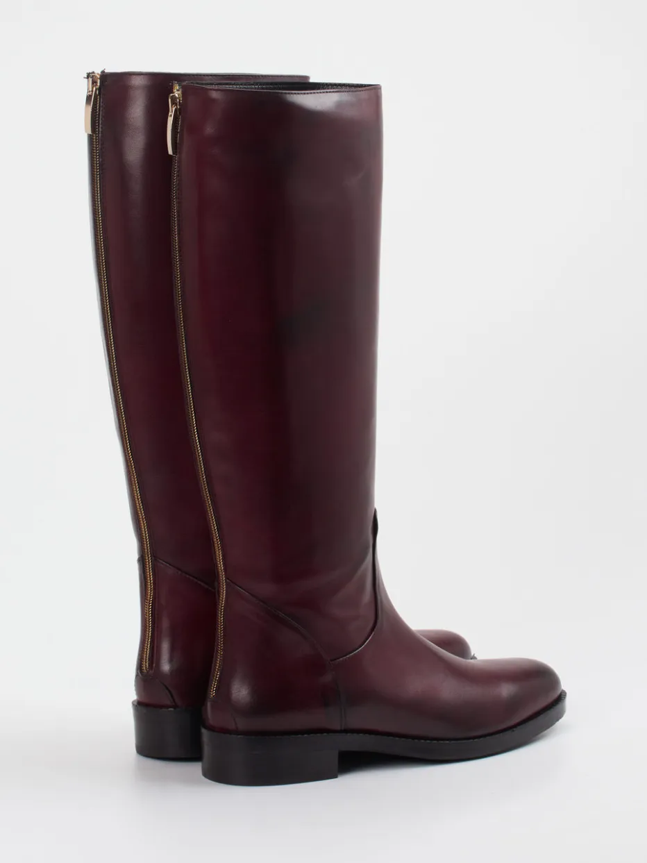 Damen Andrea Puccini – Kniehohe Stiefel aus Kalbleder Bordeaux