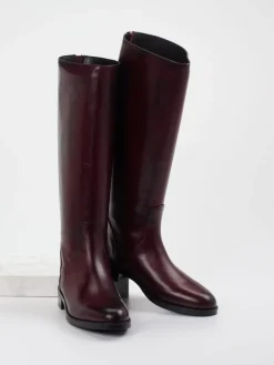 Damen Andrea Puccini – Kniehohe Stiefel aus Kalbleder Bordeaux