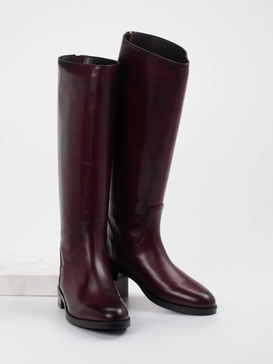 Damen Andrea Puccini – Kniehohe Stiefel aus Kalbleder Bordeaux