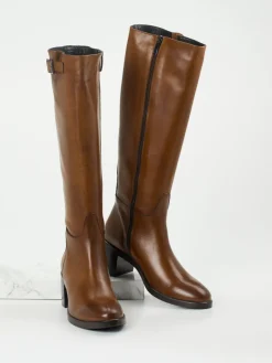 Damen Andrea Puccini – Kniestiefel aus Kalbleder cognac
