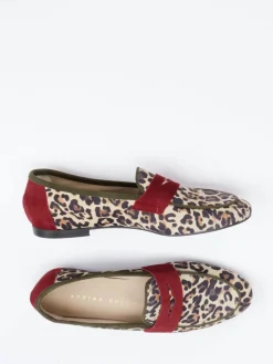 Damen Andrea Puccini – Loafer aus Veloursleder mit Leoprint
