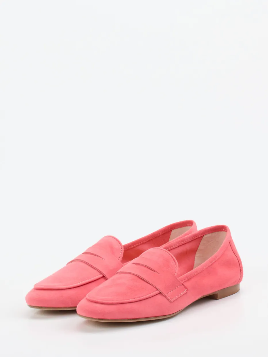 Damen Andrea Puccini – Loafer aus Veloursleder Korallrosa