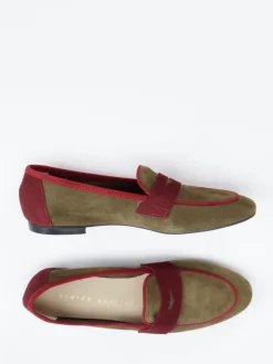 Damen Andrea Puccini – Loafer aus Veloursleder Oliv