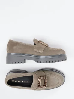 Damen Andrea Puccini – Loafer aus Veloursleder in Taupe