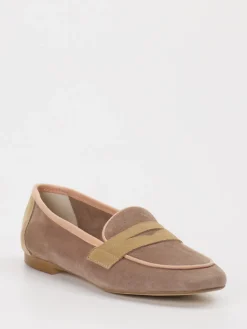 Damen Andrea Puccini – Loafer aus Veloursleder in Taupe