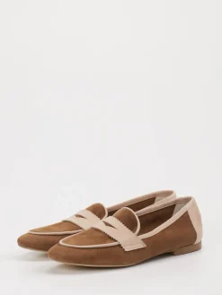 Damen Andrea Puccini – Loafer aus Veloursleder Cognac