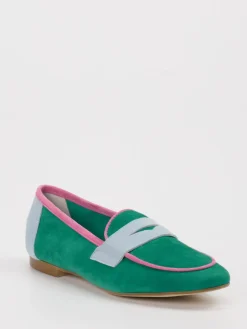 Damen Andrea Puccini – Loafer aus Veloursleder Smaragdgrün
