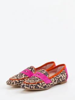 Damen Andrea Puccini – Loafer aus Veloursleder mit Leoprint
