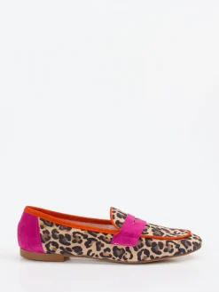 Damen Andrea Puccini – Loafer aus Veloursleder mit Leoprint