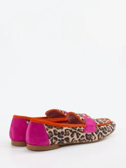 Damen Andrea Puccini – Loafer aus Veloursleder mit Leoprint