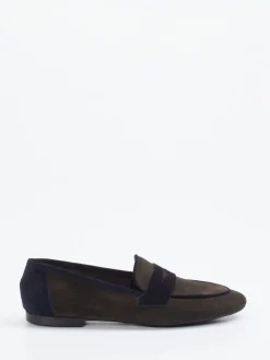 Damen Andrea Puccini – Loafer aus Veloursleder oliv