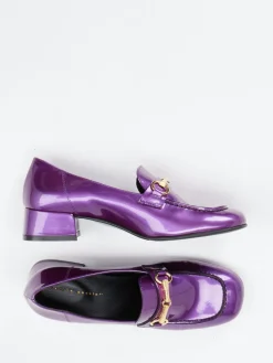 Damen Andrea Puccini – Loafer aus Lackleder Violett-Metallic
