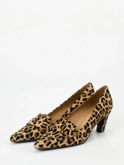 Damen Andrea Puccini – Loafer-Pumps aus Veloursleder Leo-Print