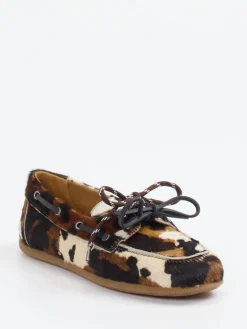 Damen Andrea Puccini – Mokassin aus Fellimitat mit Animal Print