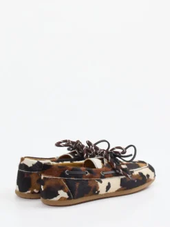 Damen Andrea Puccini – Mokassin aus Fellimitat mit Animal Print