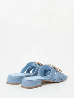 – Mules aus Veloursleder in Denim-Optik*Andrea Puccini New