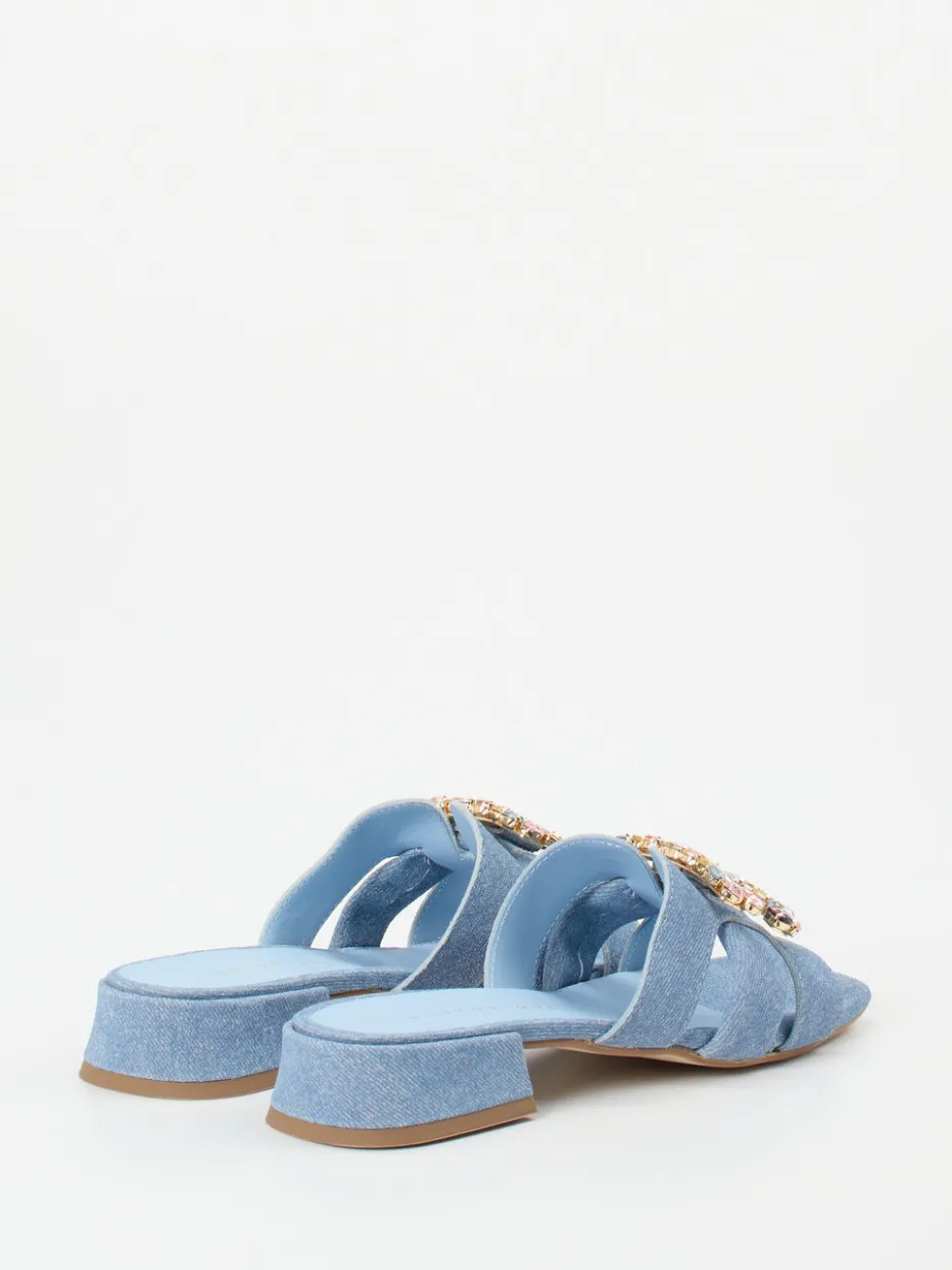 – Mules aus Veloursleder in Denim-Optik*Andrea Puccini New