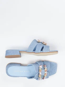 – Mules aus Veloursleder in Denim-Optik*Andrea Puccini New