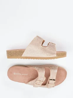 Damen Andrea Puccini – Pantoletten aus Metallicleder Roségold