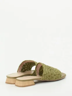 Damen Andrea Puccini – Pantolette aus Flechtleder Oliv